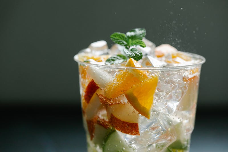 Craft lemonade with fresh mint and ice