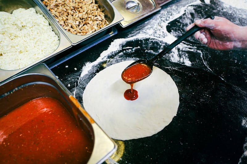 Via 313 pizza preparation station